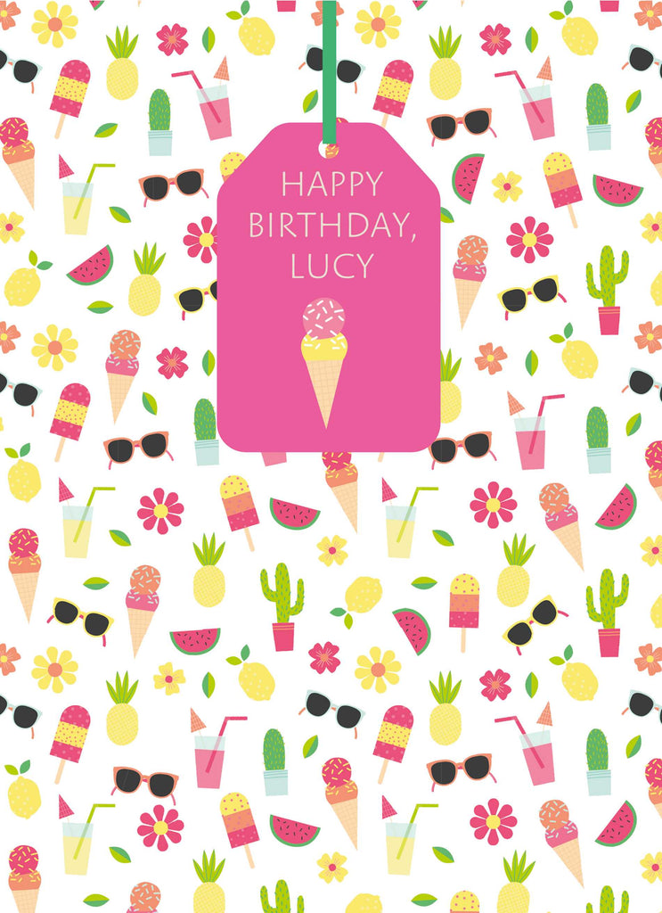 Daughter Happy Birthday Gift Tag Polka Dot Pattern