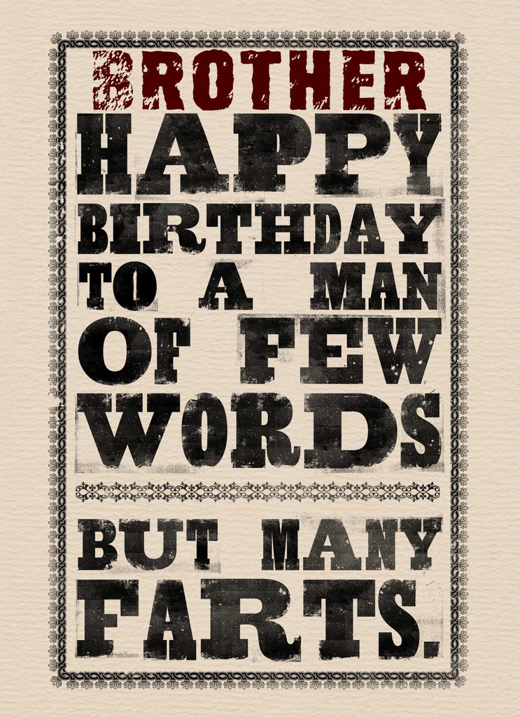 Brother Birthday Funny Few Words Many Farts