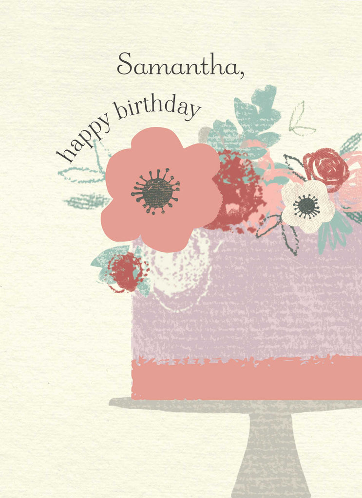Classic Birthday Editable Cake And Flowers
