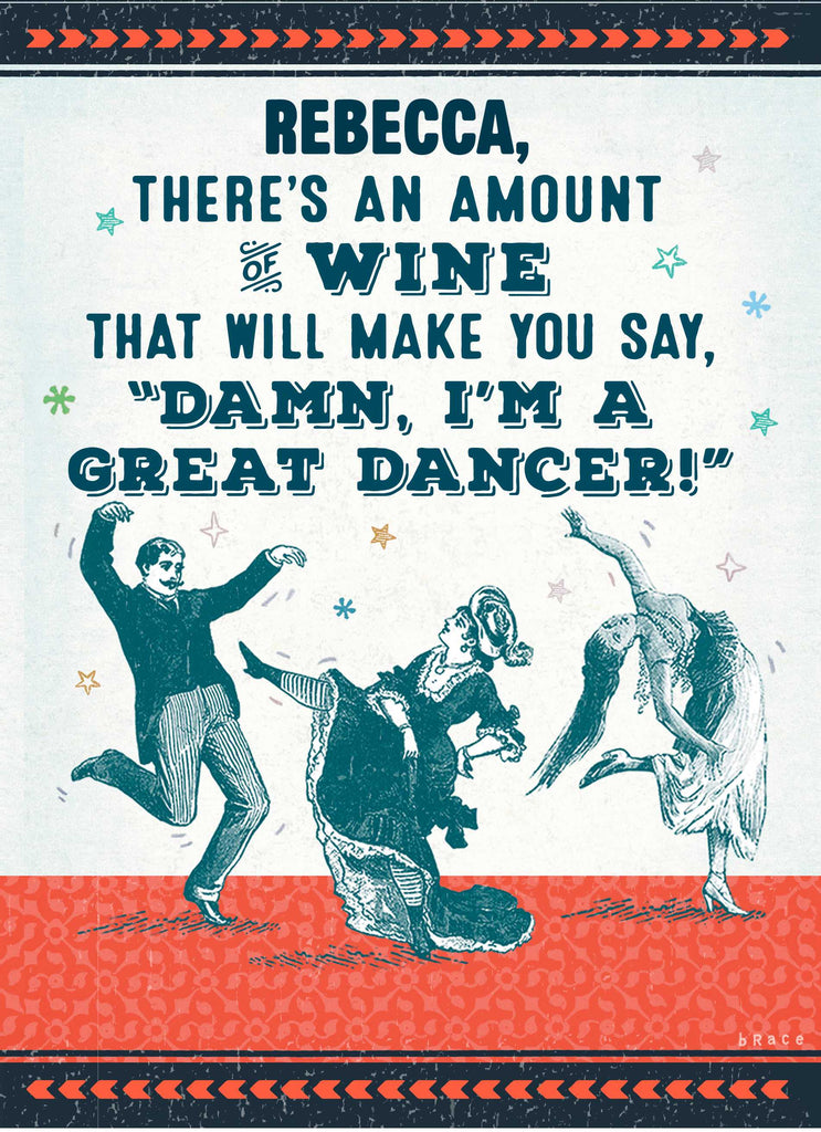 Funny Birthday Editable Retro Wine Great Dancer