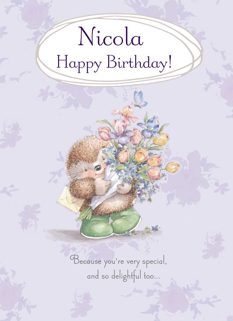 Cute Birthday Editable Country Companions Hedgehog
