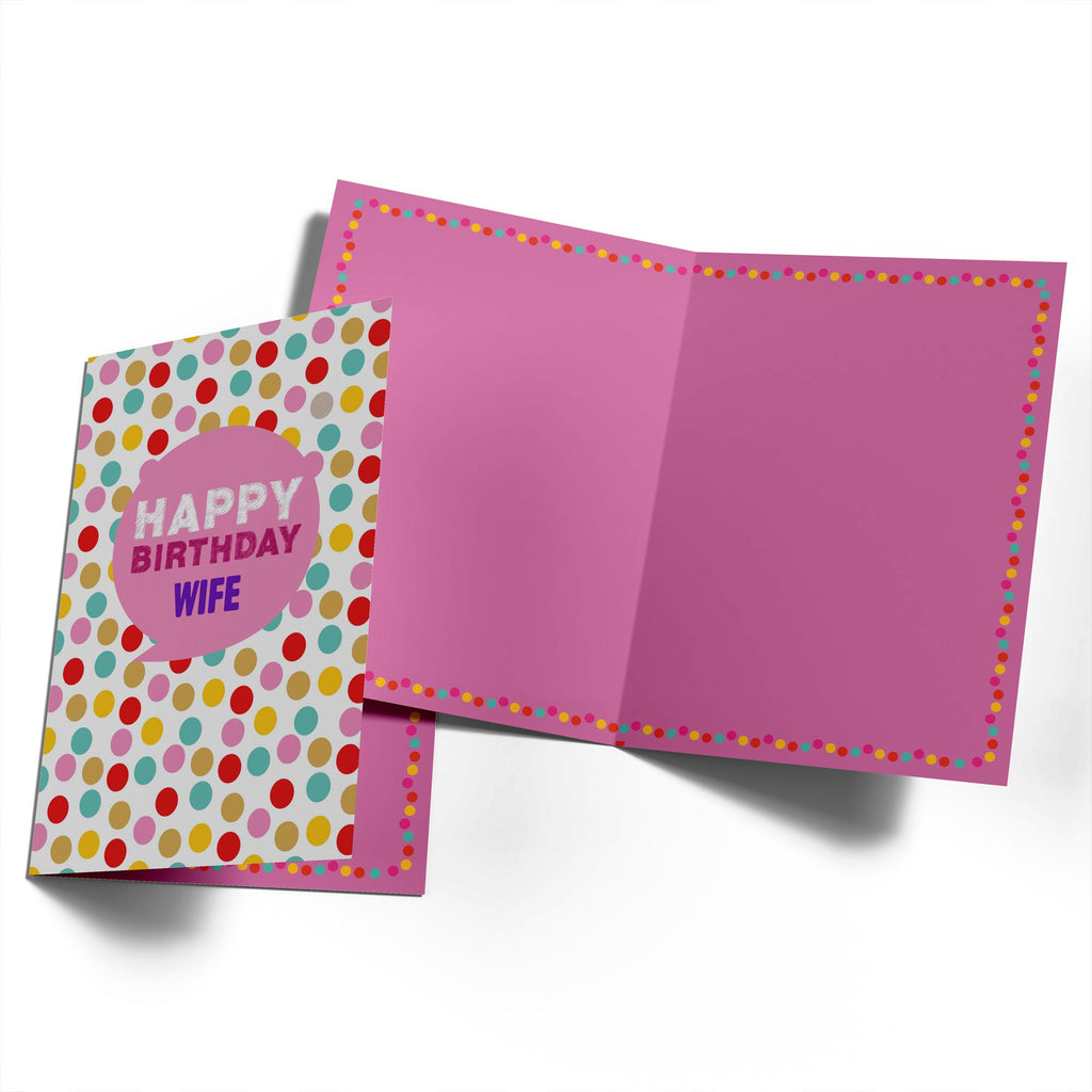 Wife Happy Birthday Speech Bubble Polka Dots