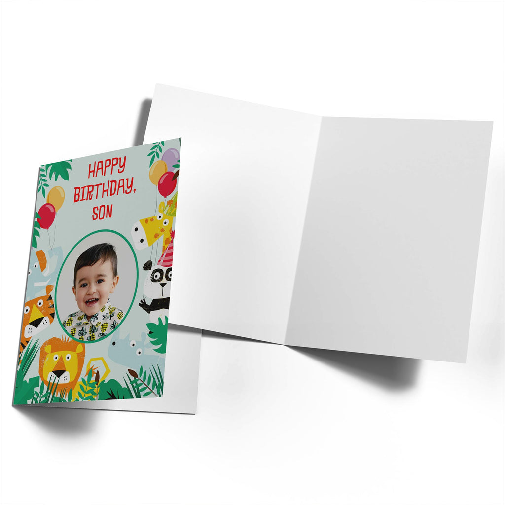 Son Happy Birthday Photo Upload Jungle Animals