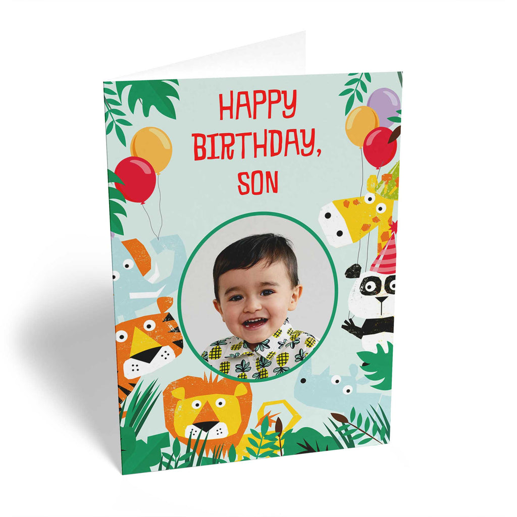 Son Happy Birthday Photo Upload Jungle Animals