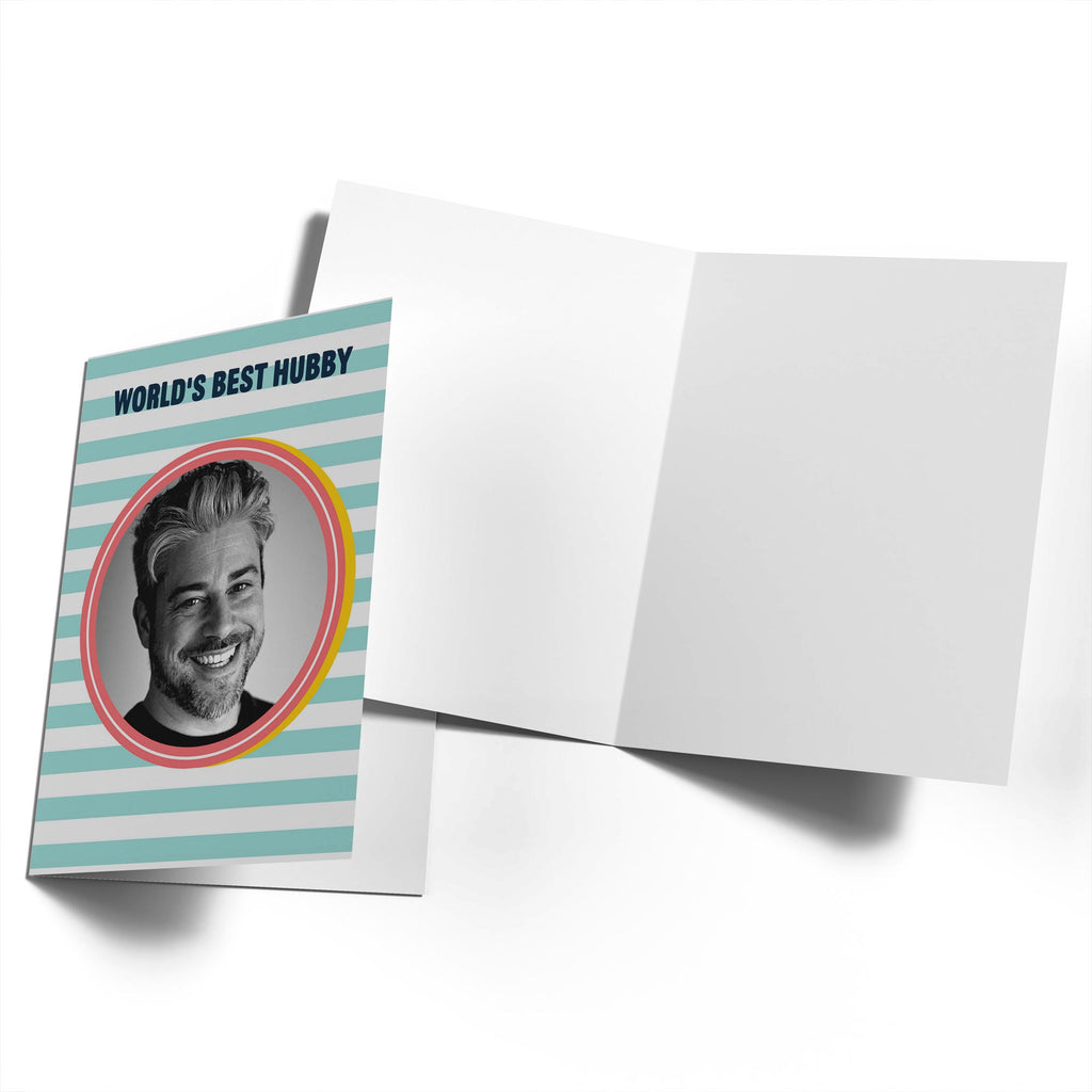 Husband Birthday Photo Upload Frame Stripes Background