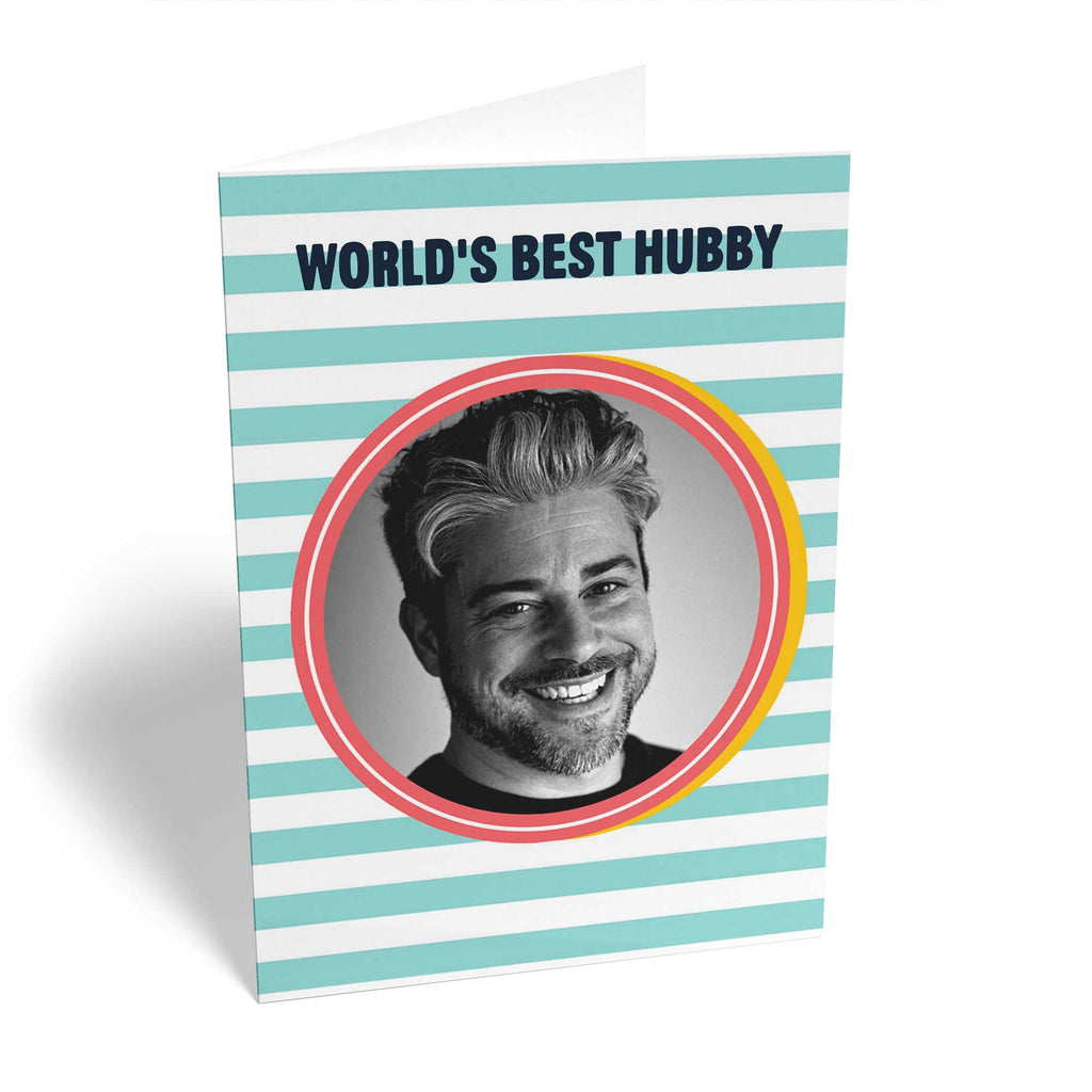 Husband Birthday Photo Upload Frame Stripes Background