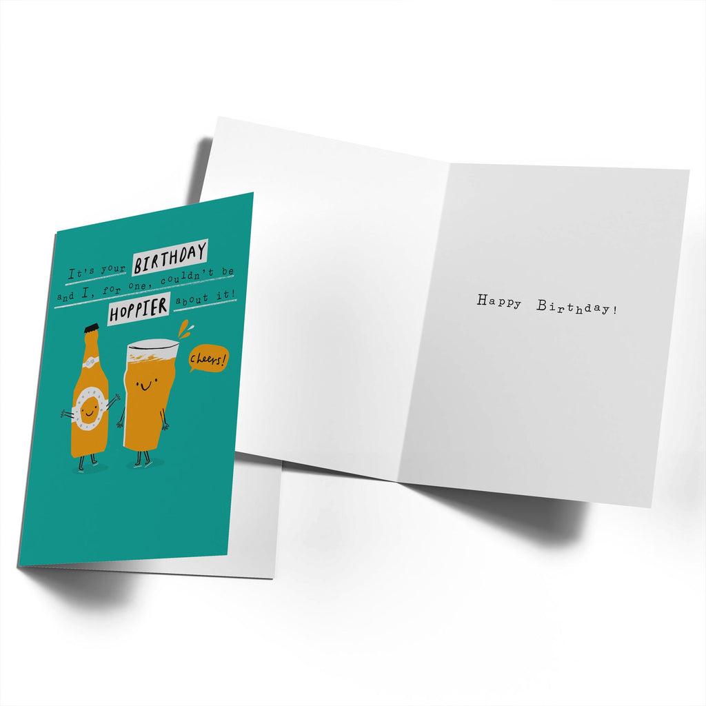 Funny Birthday Illustrated Beer Couldnt Be Hoppier