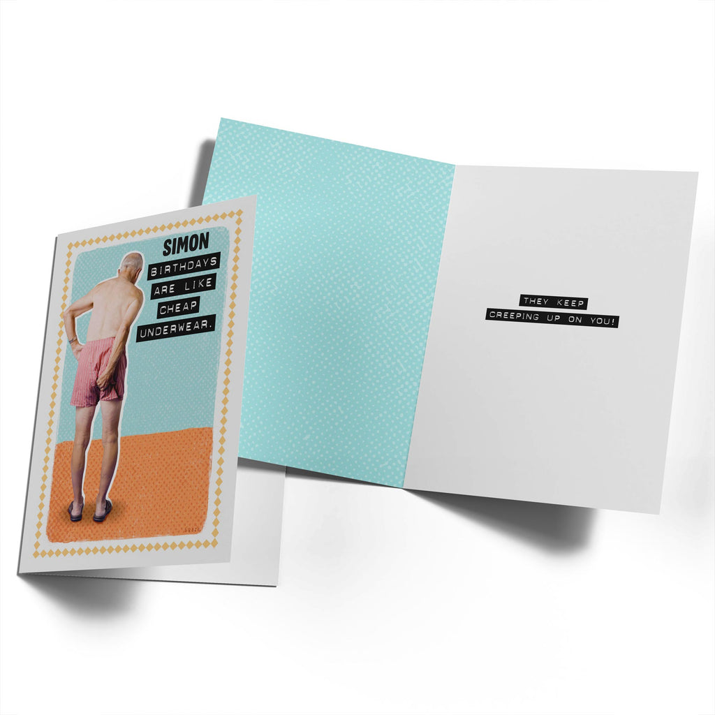 Funny Illustrated Editable Birthdays Are Like Cheap Underwear