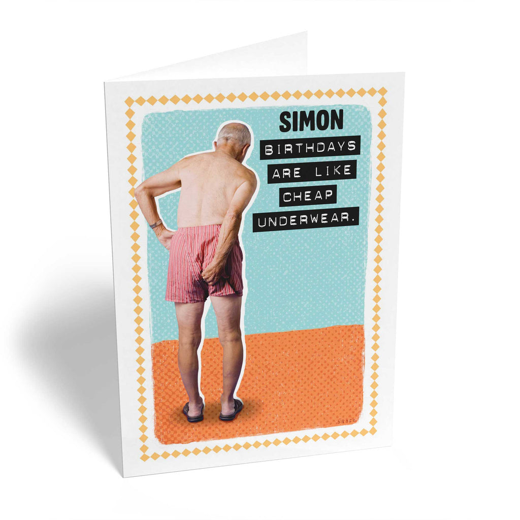 Funny Illustrated Editable Birthdays Are Like Cheap Underwear