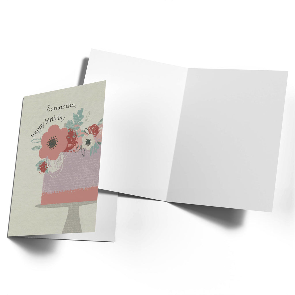 Classic Birthday Editable Cake And Flowers