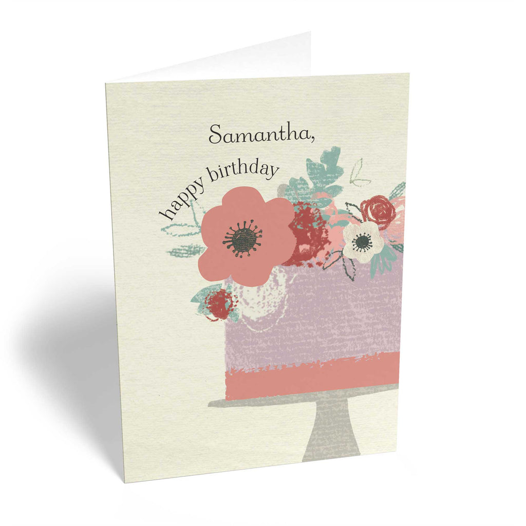 Classic Birthday Editable Cake And Flowers
