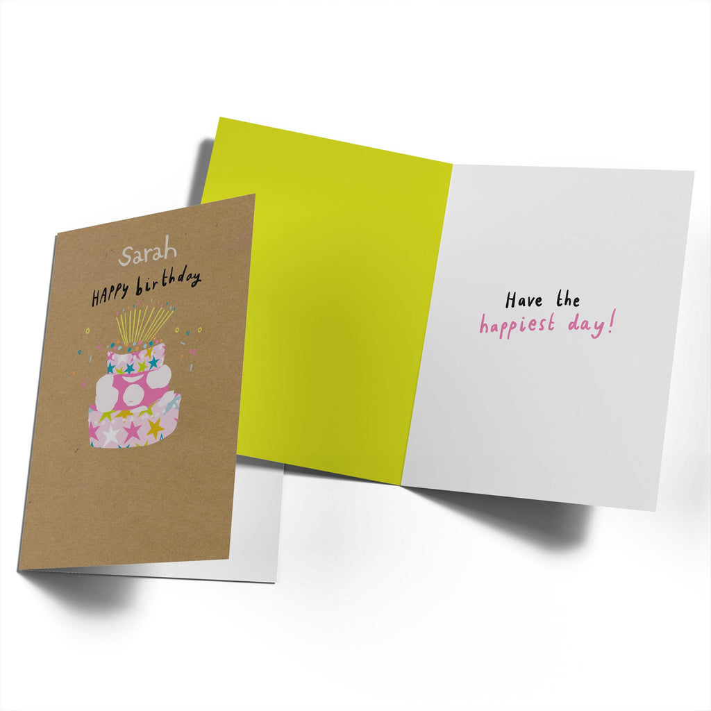 Contemporary Birthday Editable Illustrated Cake And Candles