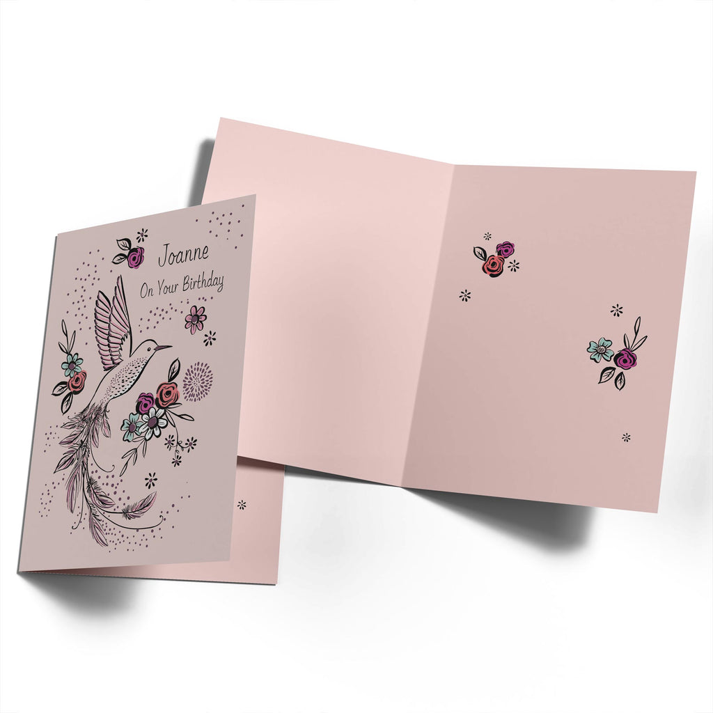 Birthday Editable Illustrated Bird And Flowers