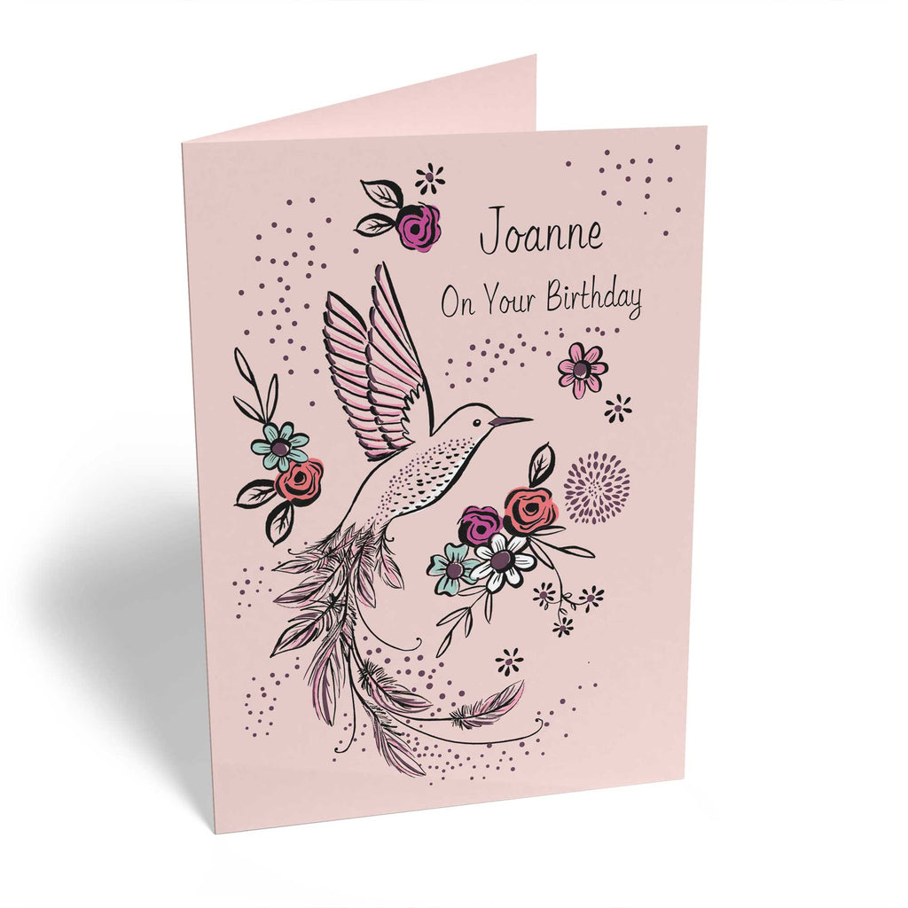 Birthday Editable Illustrated Bird And Flowers