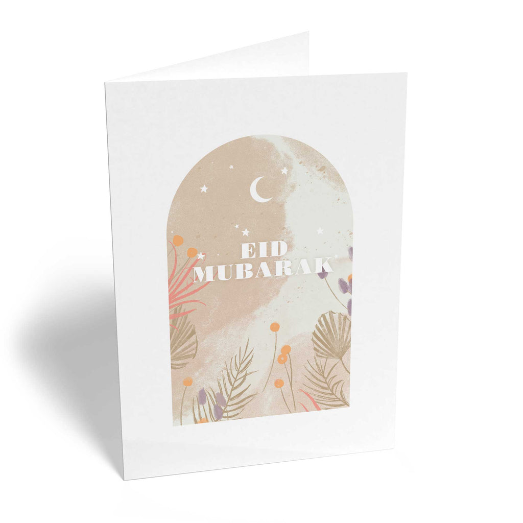 Traditional Eid Mubarak Greetings Card Arch Moon