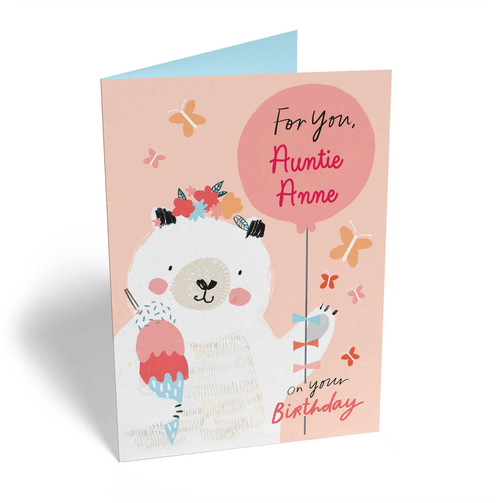 Cute Auntie Birthday Editable Bear Balloon