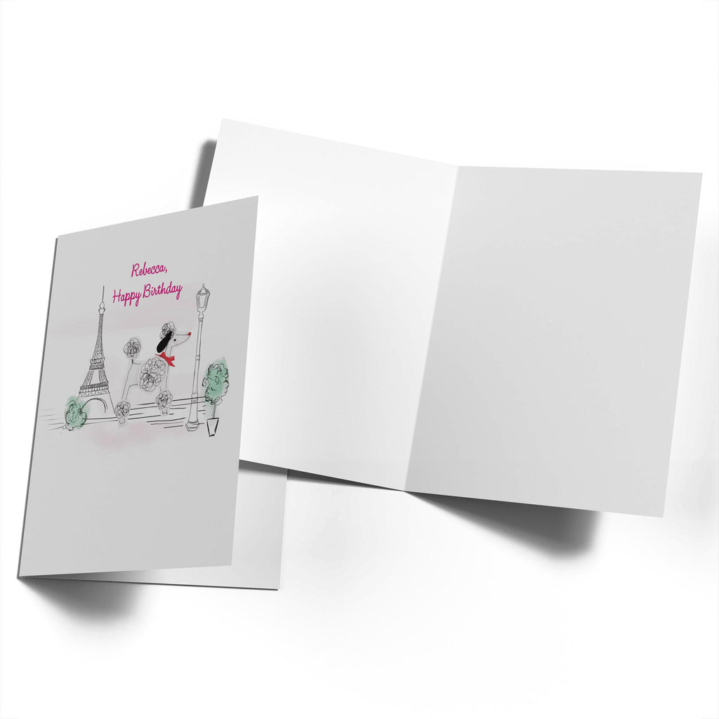 Classic Birthday Editable Paris Poodle Illustrated