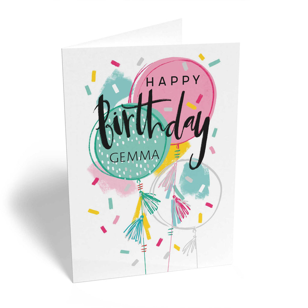 Contemporary Birthday Editable Balloons Confetti