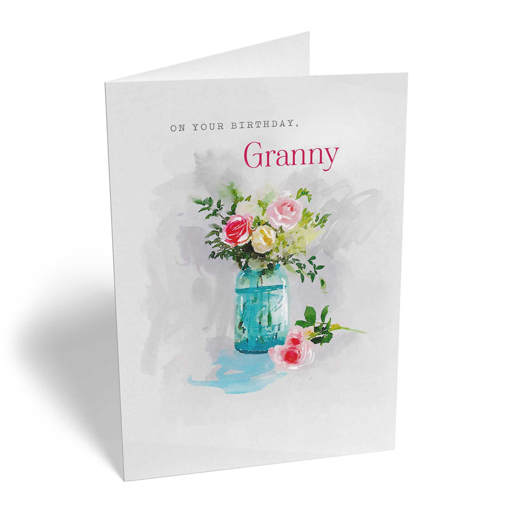 Traditional Granny Birthday Editable Vase Flowers