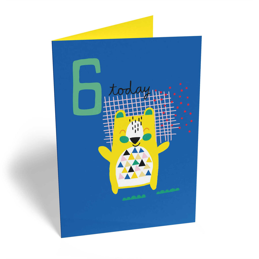 Cute Colourful Bear Custom 6th Birthday