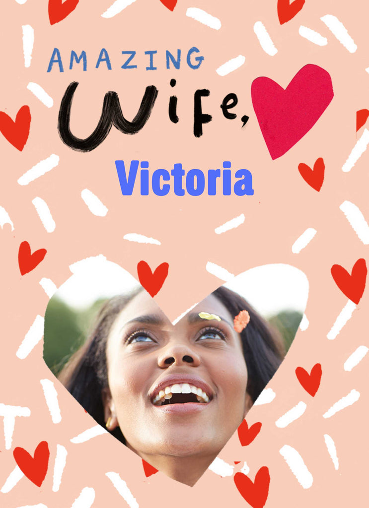 Wife Love Hearts Photo Upload Editable Text