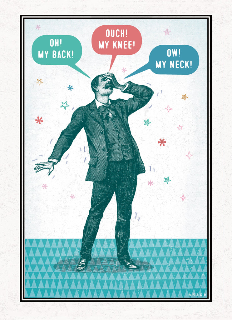 Funny Birthday Vintage Illustrated Aging Ouch