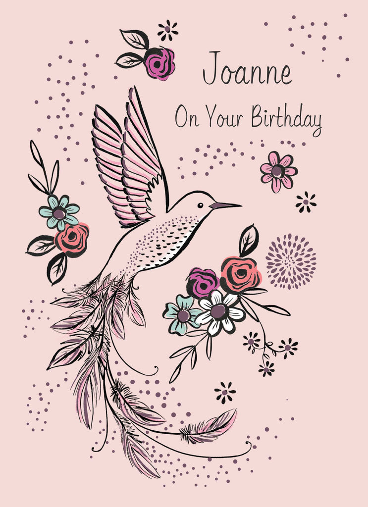Birthday Editable Illustrated Bird And Flowers