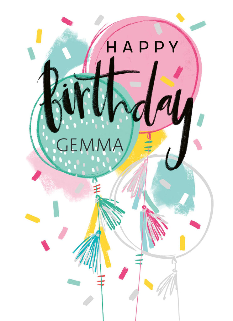 Contemporary Birthday Editable Balloons Confetti