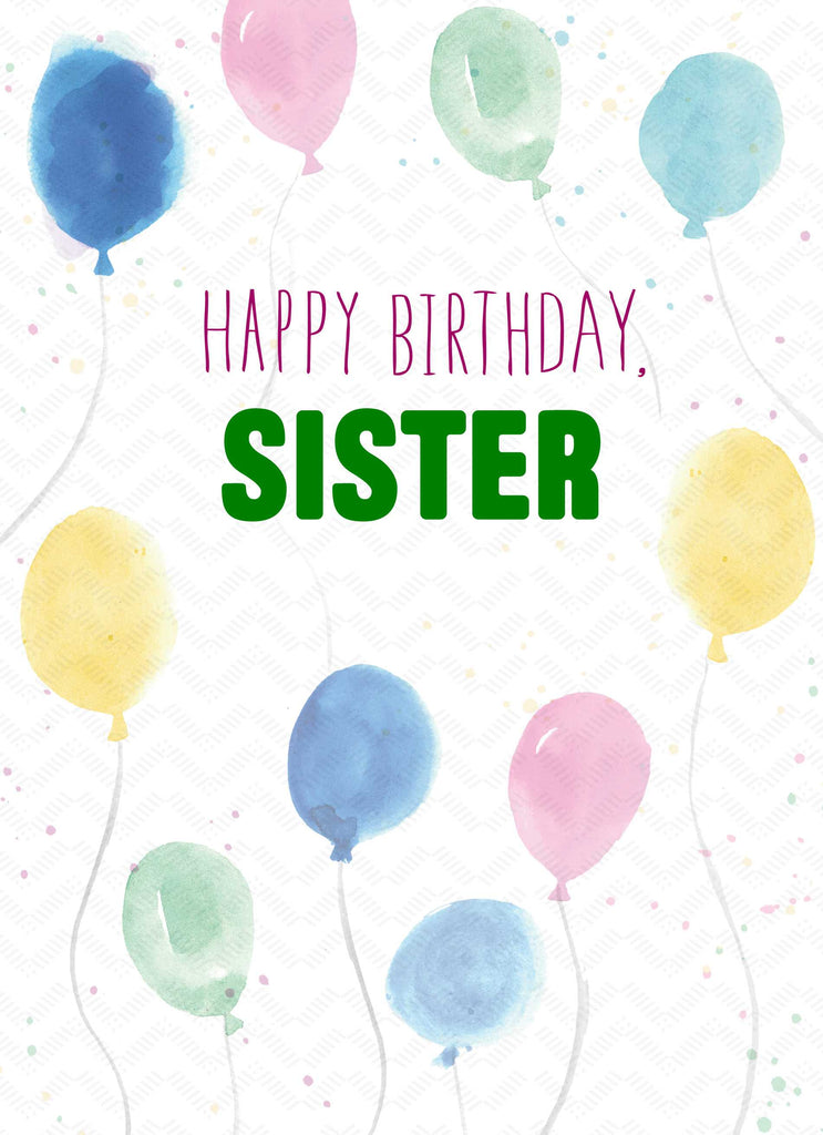 Sister Birthday Colourful Balloons Contemporary Pattern