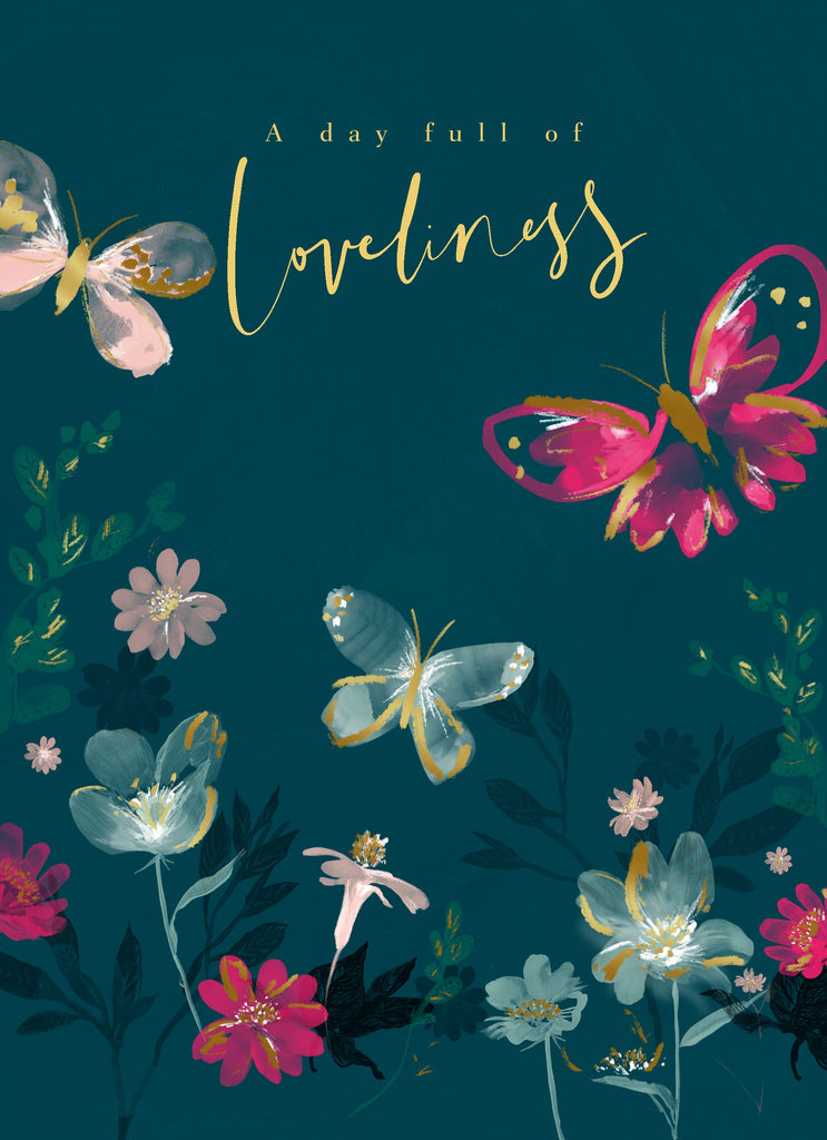 Classic Birthday Celebrate Elegant Illustrated Butterflies