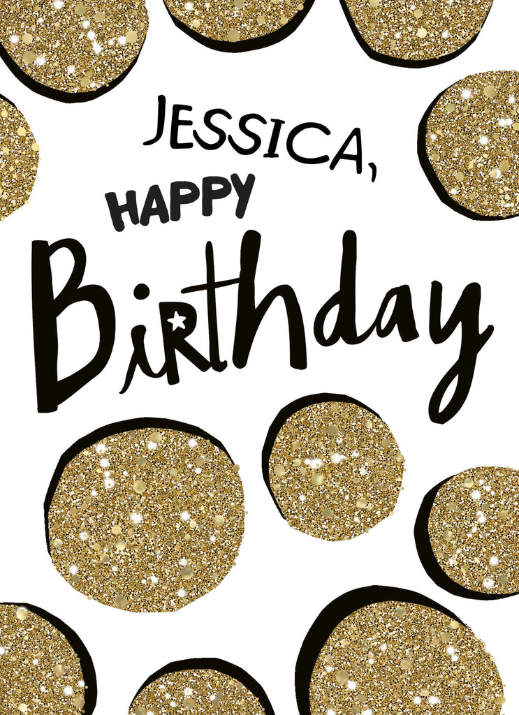 Contemporary Birthday Editable Glitter Effect Polka Dots