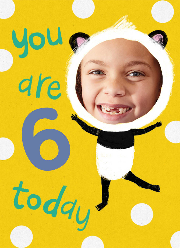 6th Birthday Panda Custom Photo Upload