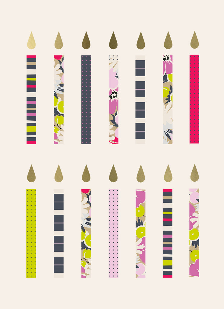Classic Birthday Illustrated Colourful Candles