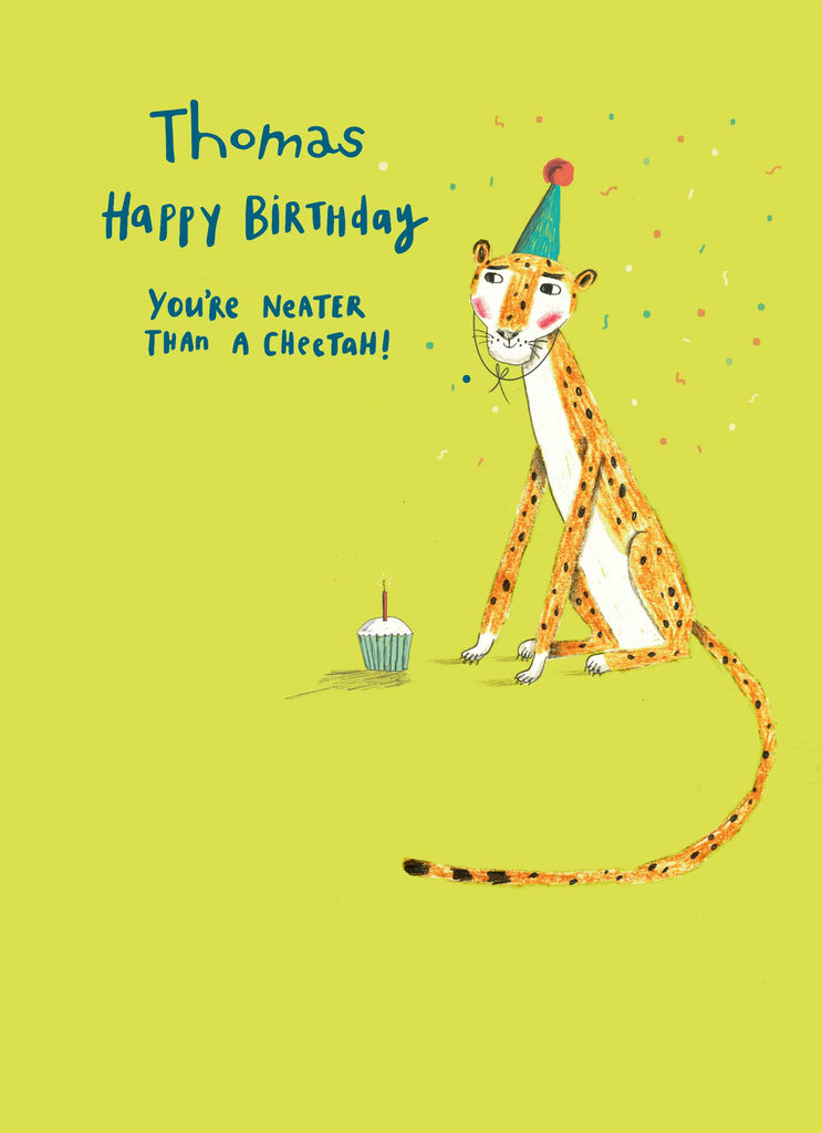 Cute Birthday Editable Quirky Big Cat In Party Hat