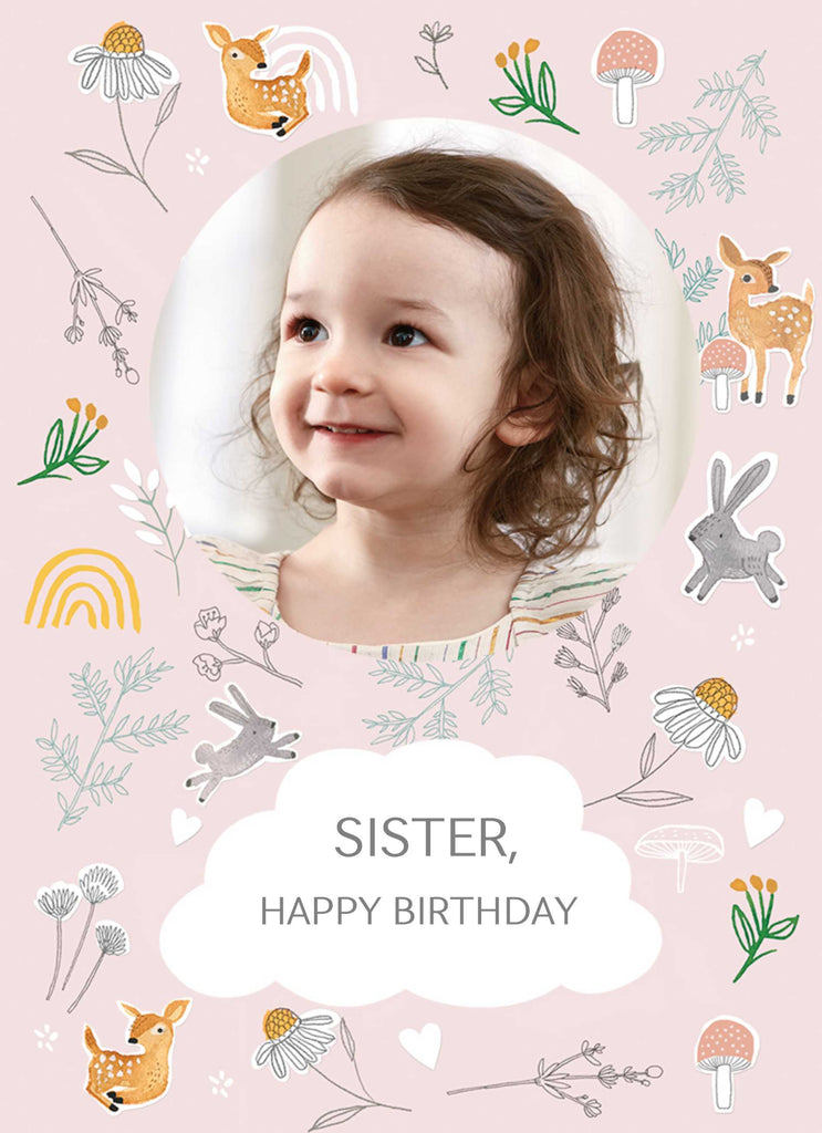 Sister Birthday Cute Photo Upload 1 Frame Flowers