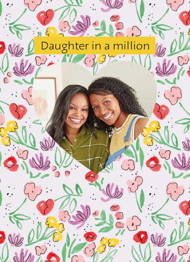 Daughter Floral Pattern Love Heart Photo Frame Upload