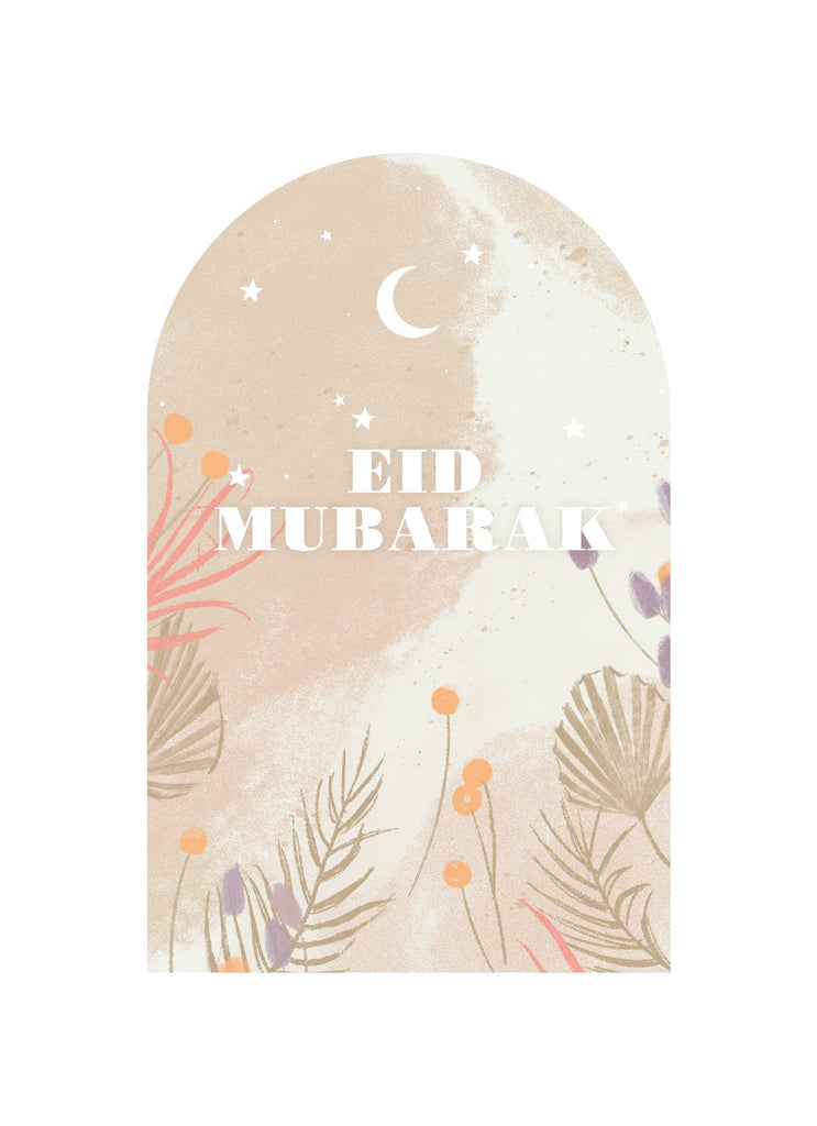 Traditional Eid Mubarak Greetings Card Arch Moon