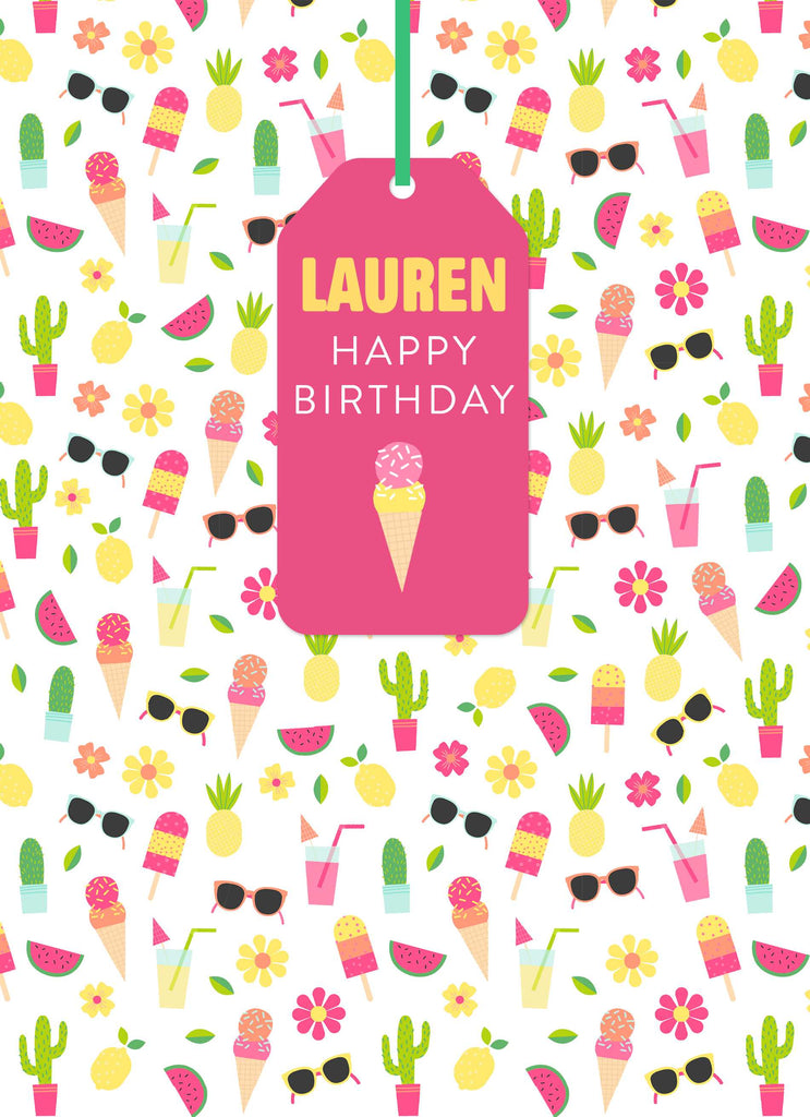 Contemporary Birthday Editable Tropical Summer