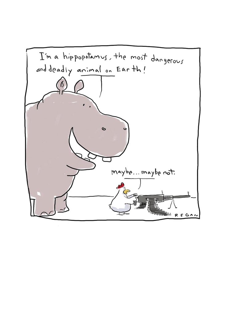 Funny Birthday Cartoon Hippo Most Dangerous Animal